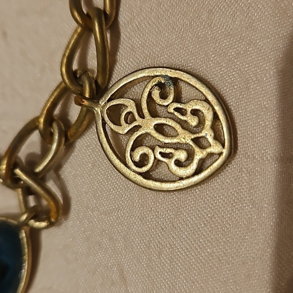 KENNETH COLE Vintage Brass, Abalones & Deep Blue stones Necklace - Picture 12 of 12